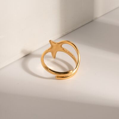 Gold-Plated Stainless Steel Star Ring - Charming Charlie