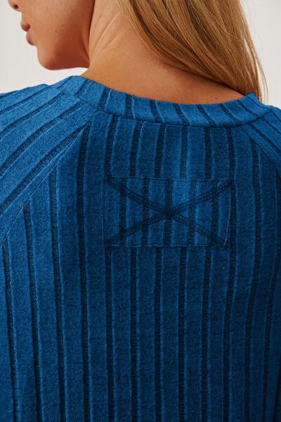 Basic Bae Full Size Ribbed Thumbhole Sleeve T-Shirt - Charming Charlie