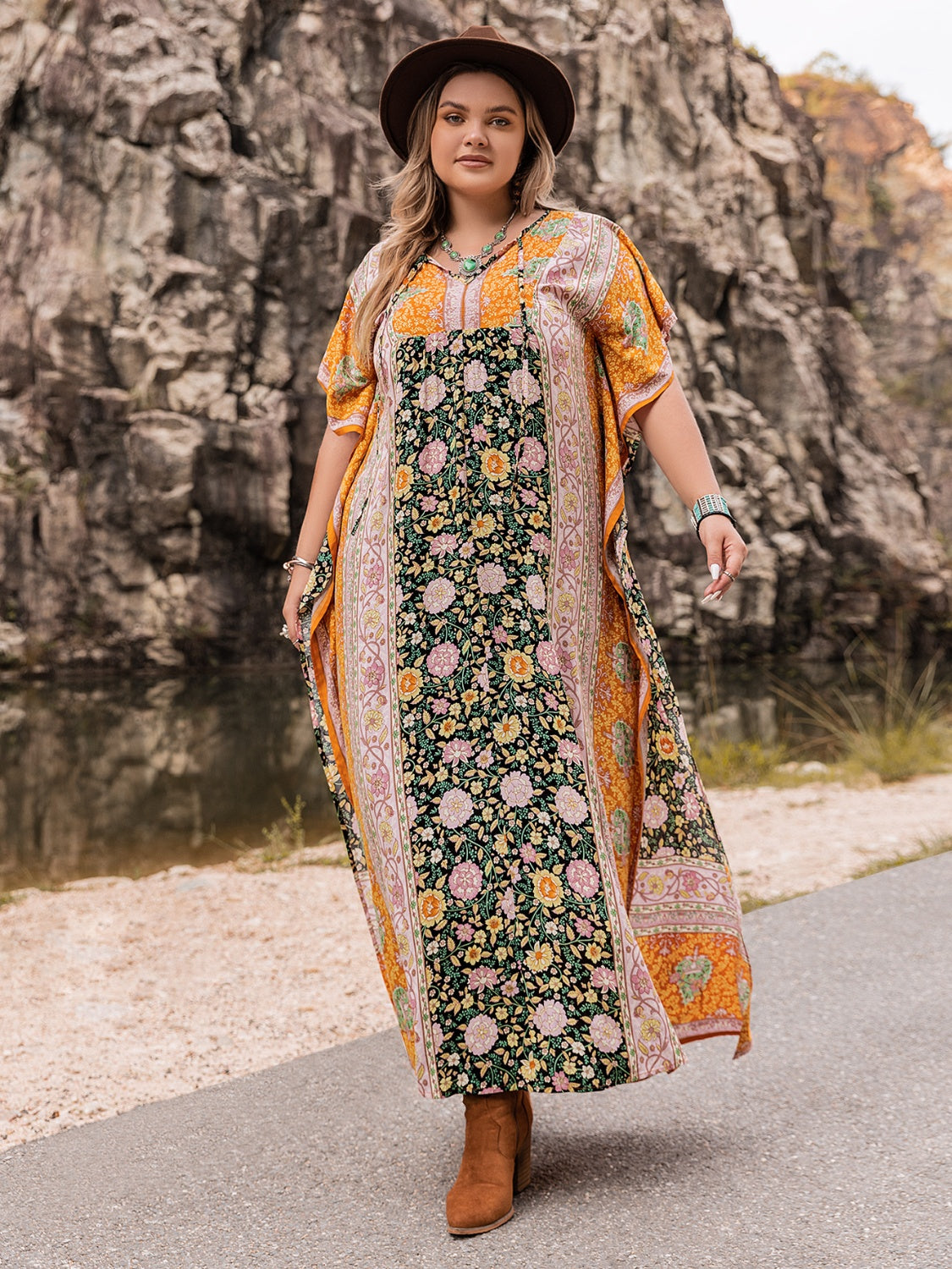 Plus Size Tie Neck Maxi Dress - Charming Charlie