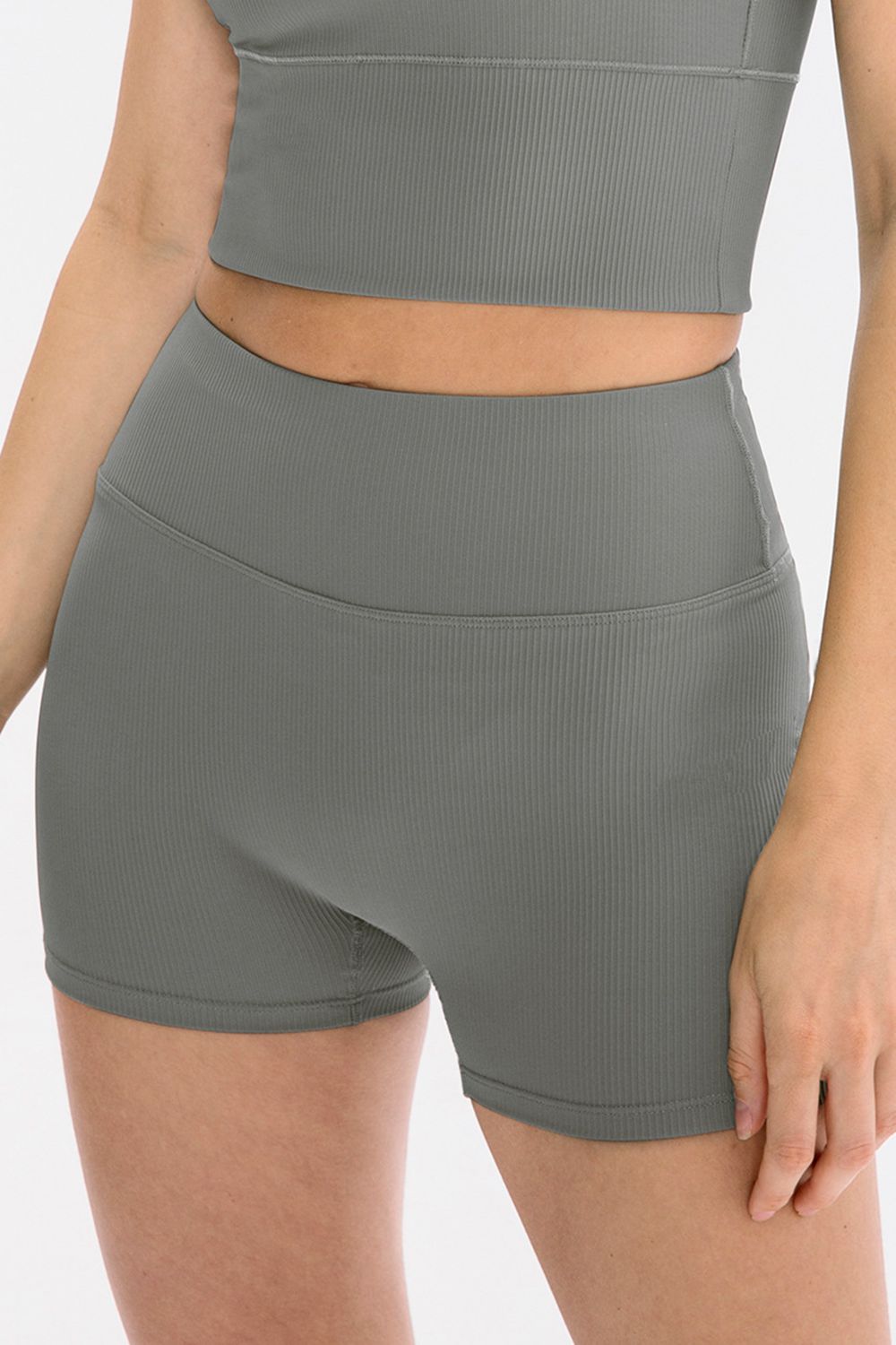 Slim Fit Wide Waistband Sports Shorts - Charming Charlie