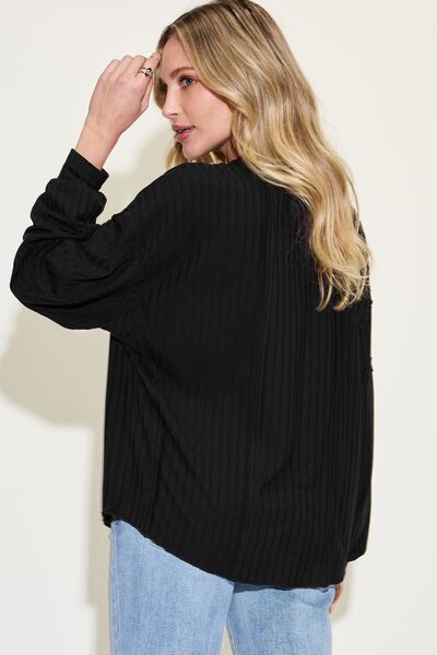 Basic Bae Full Size Ribbed Round Neck Long Sleeve T-Shirt - Charming Charlie