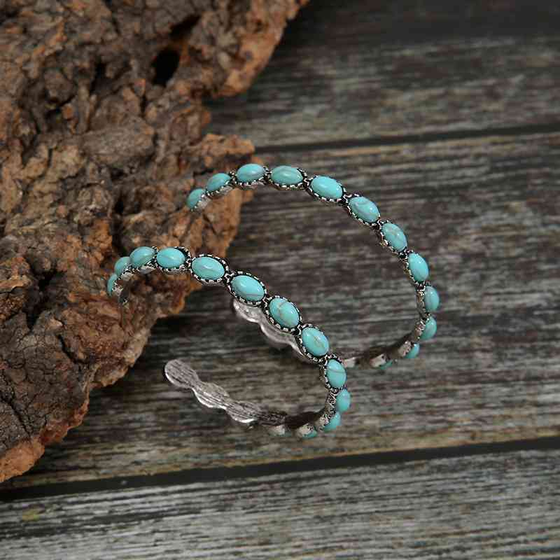 Artificial Turquoise C-Hoop Earrings - Charming Charlie