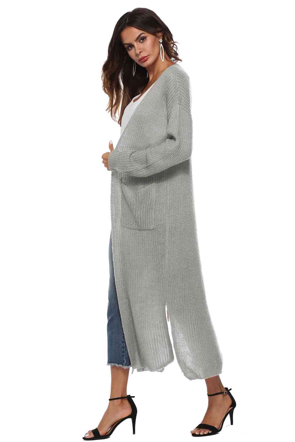 Long Sleeve Open Front Buttoned Cardigan - Charming Charlie