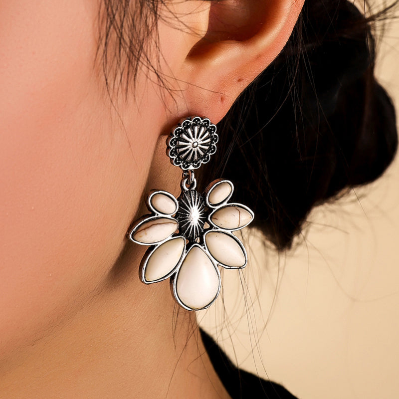 Artificial Turquoise Flower Earrings - Charming Charlie