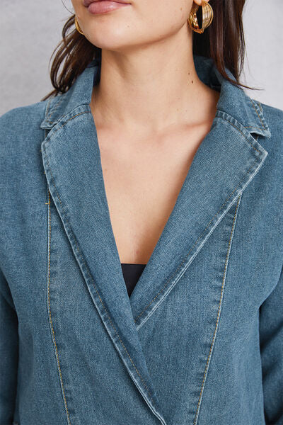 Pocketed Button Up Denim Jacket - Charming Charlie