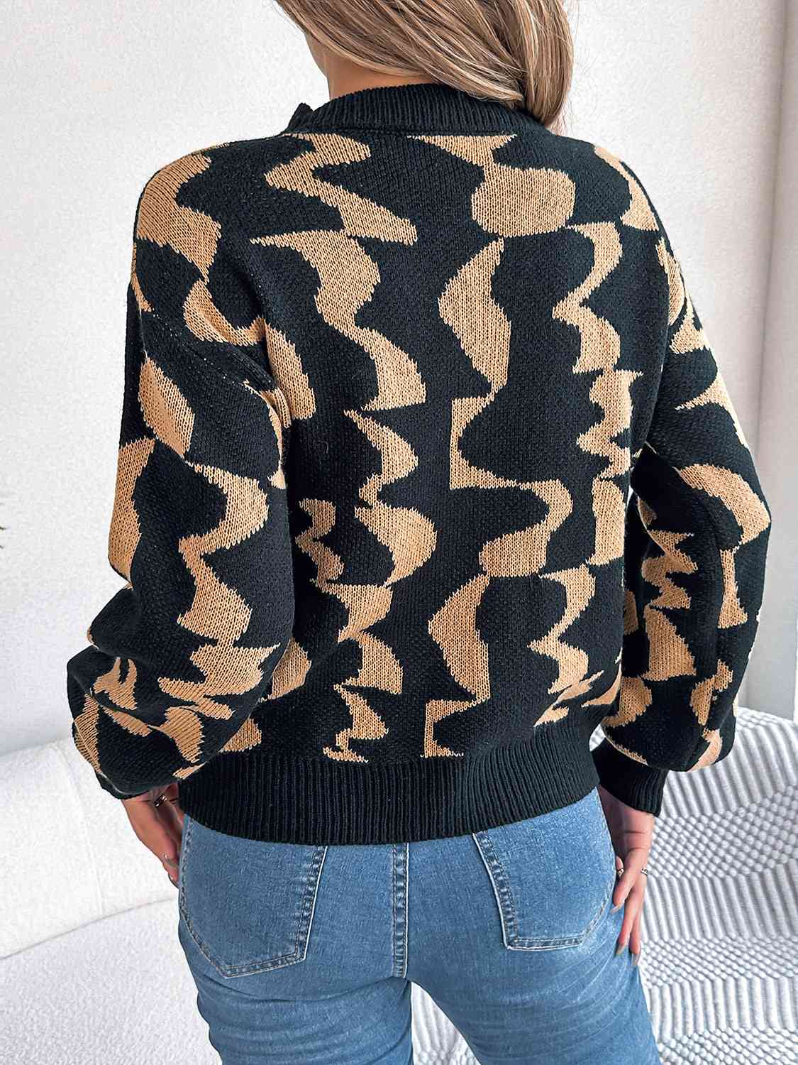 Round Neck Long Sleeve Sweater - Charming Charlie