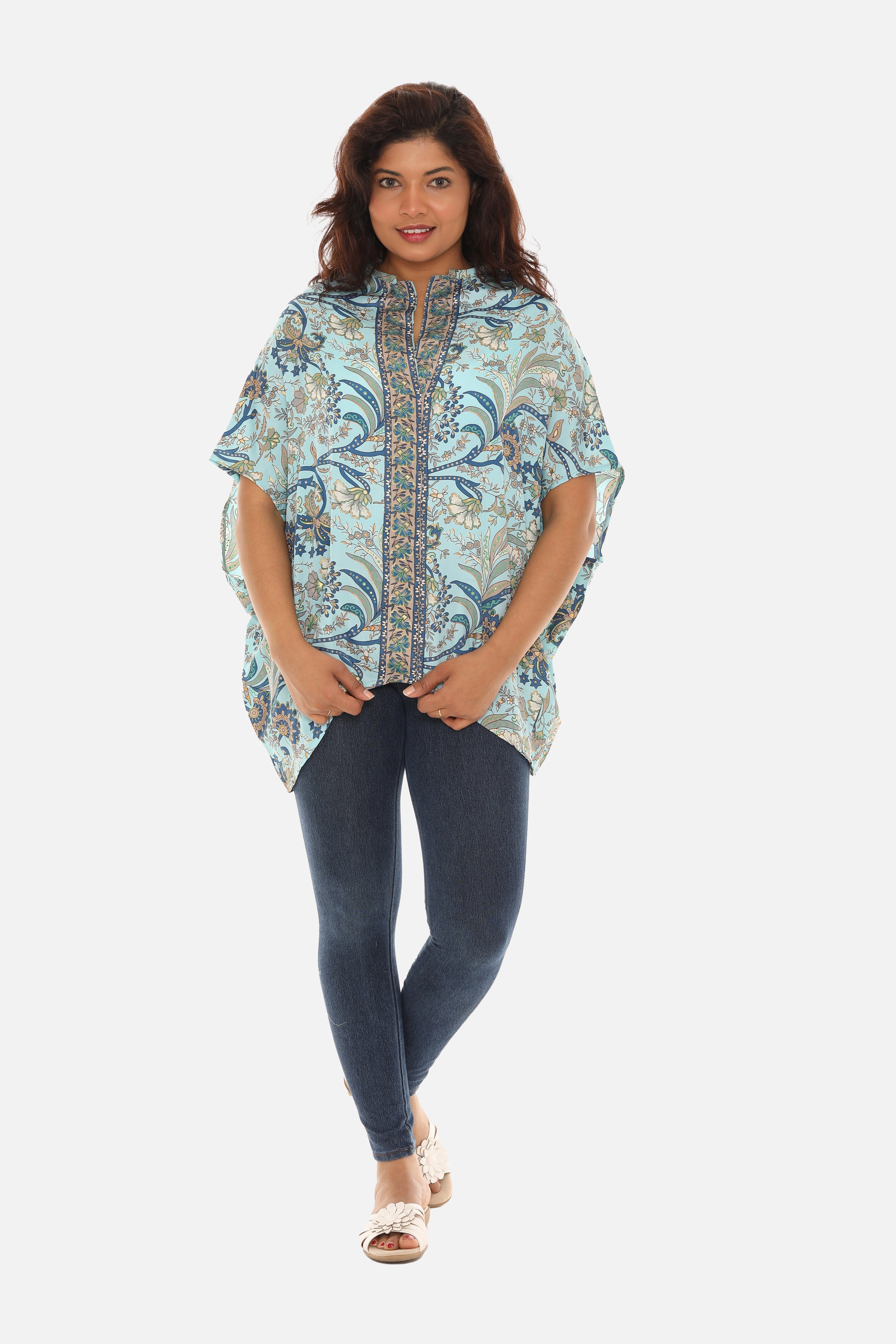 Printed Leaves Caftan for Women - Charming Charlie