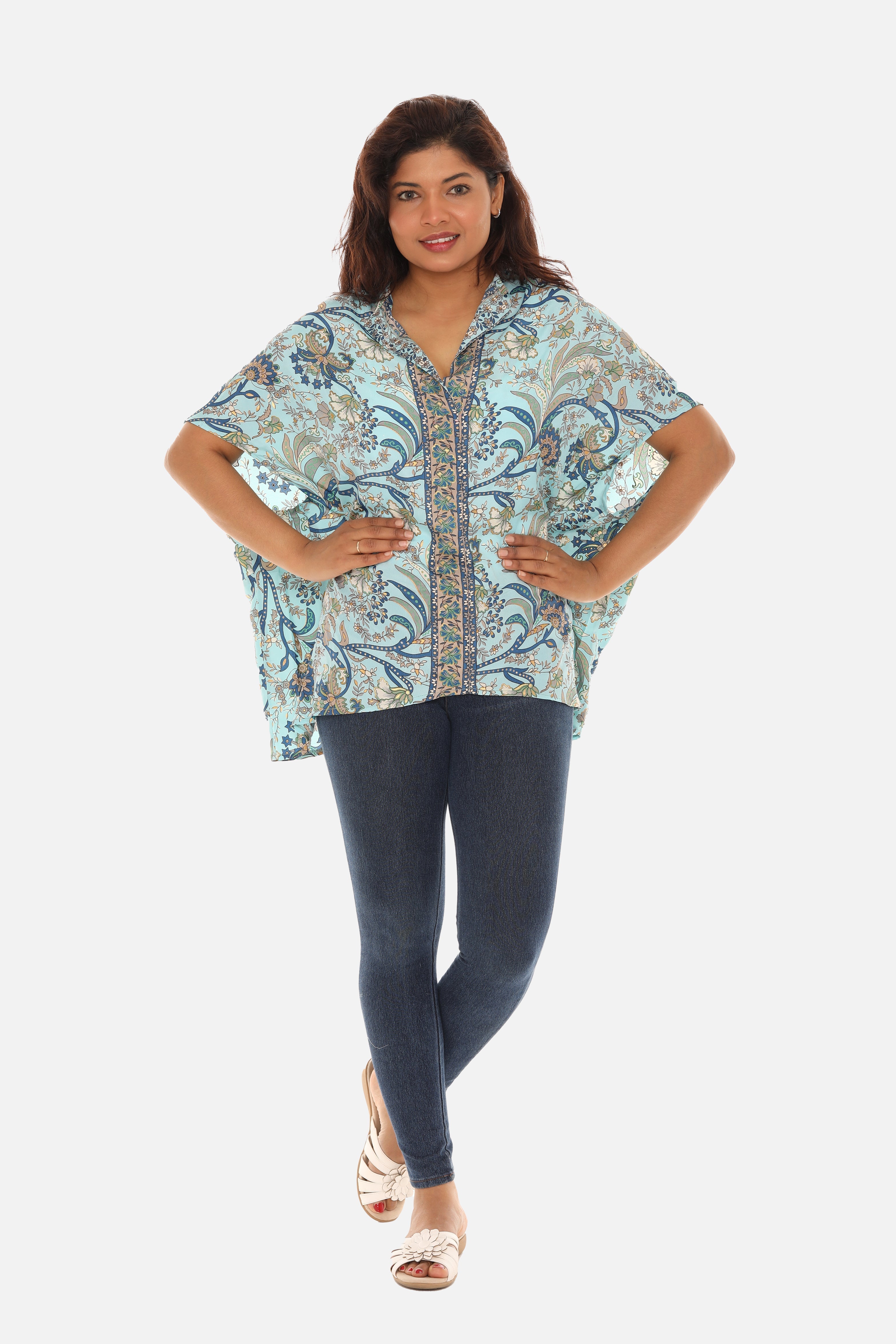 Printed Leaves Caftan for Women - Charming Charlie