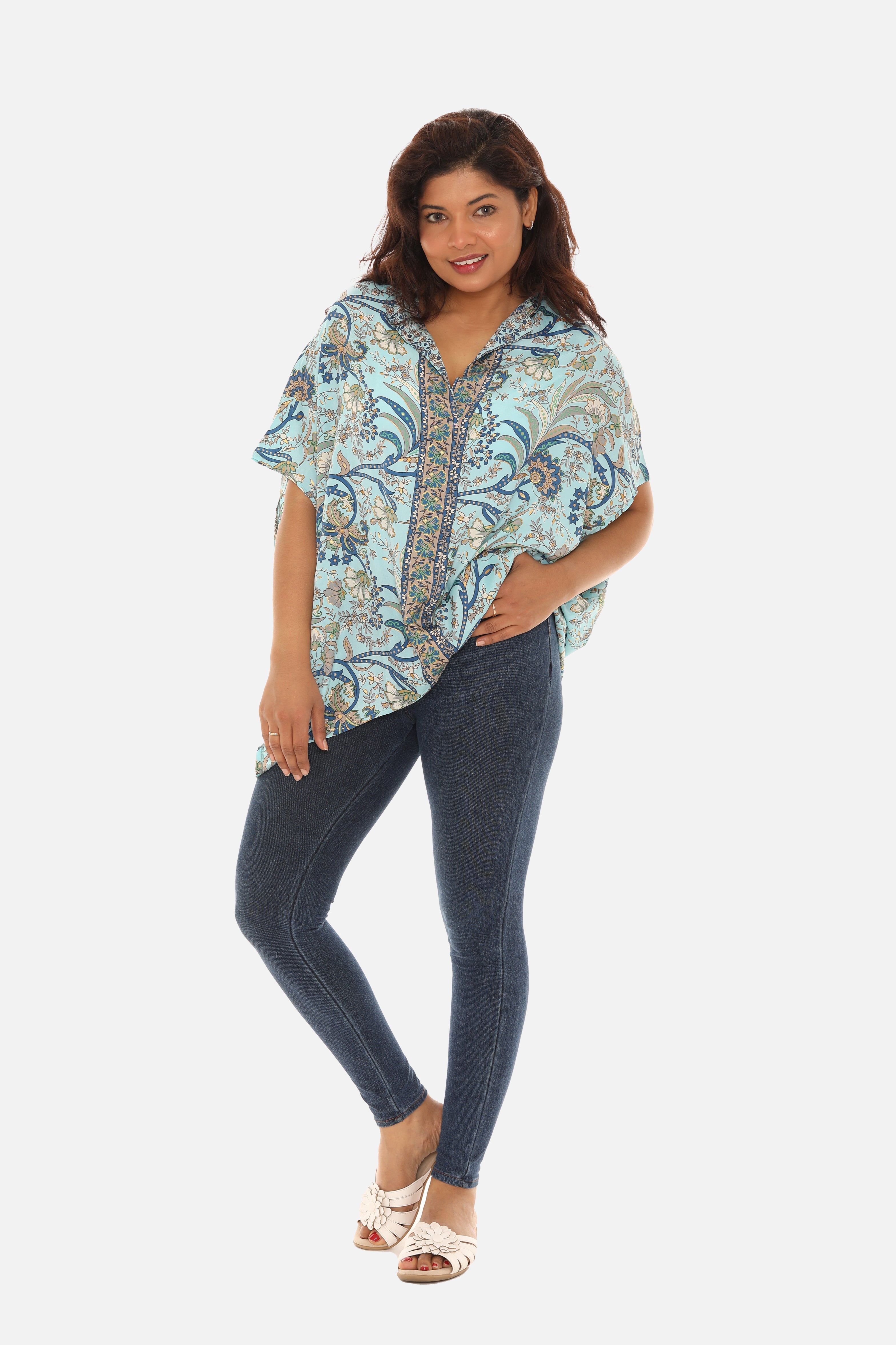 Printed Leaves Caftan for Women - Charming Charlie
