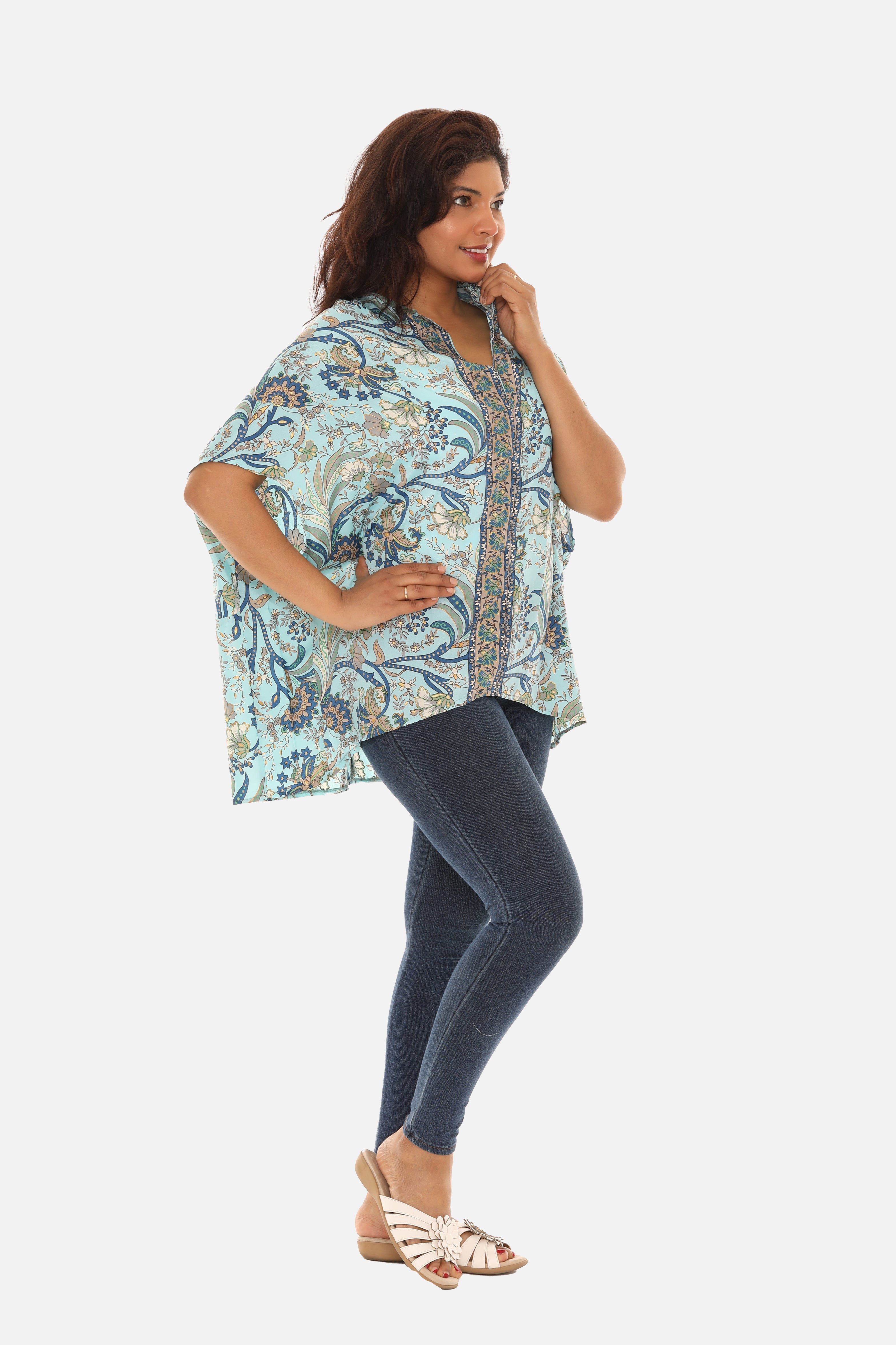 Printed Leaves Caftan for Women - Charming Charlie