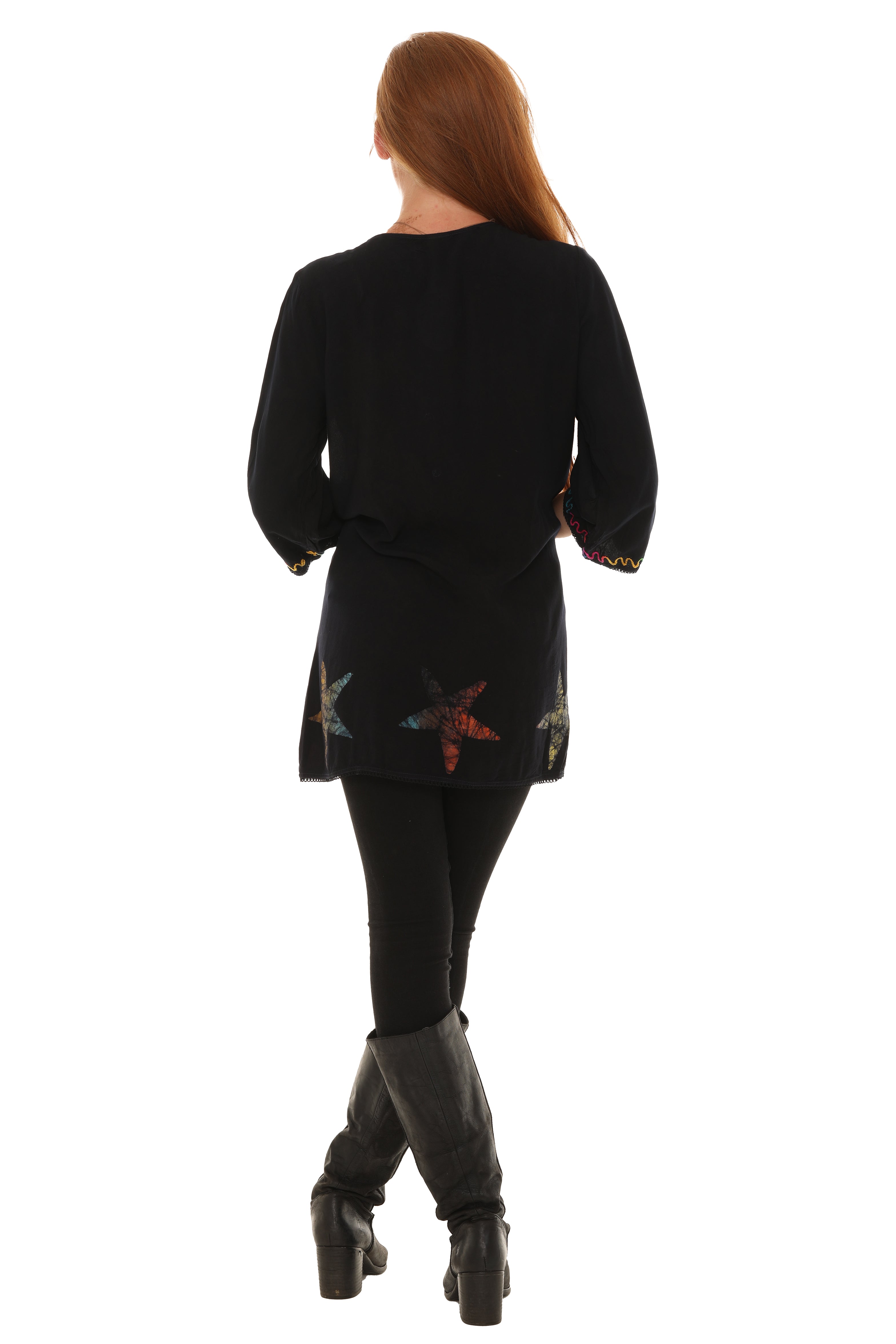 Rayon Button Up Rainbow Star Top - Charming Charlie