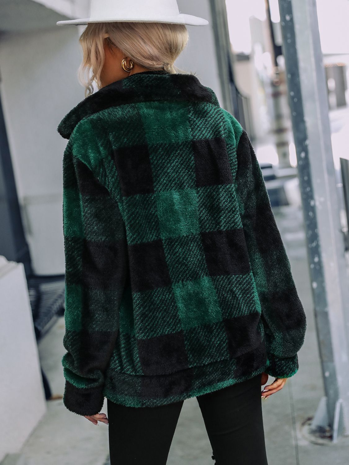Plaid Zip-Up Collared Jacket - Charming Charlie