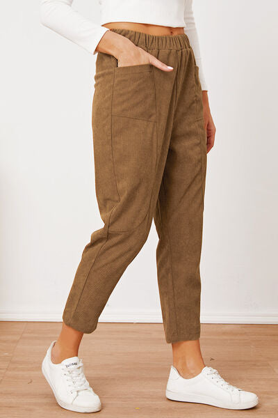 Pocketed Elastic Waist Pants - Charming Charlie