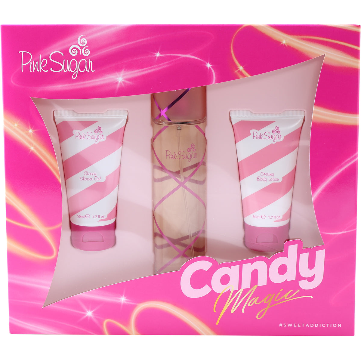 Pink Sugar 3 Piece Gift Set For Women With 3.4 Oz EDT Spray + 1.7 Oz Body  Lotion + 1.7 Oz Shower Gel