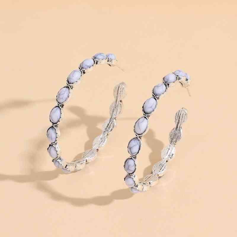 Artificial Turquoise C-Hoop Earrings - Charming Charlie