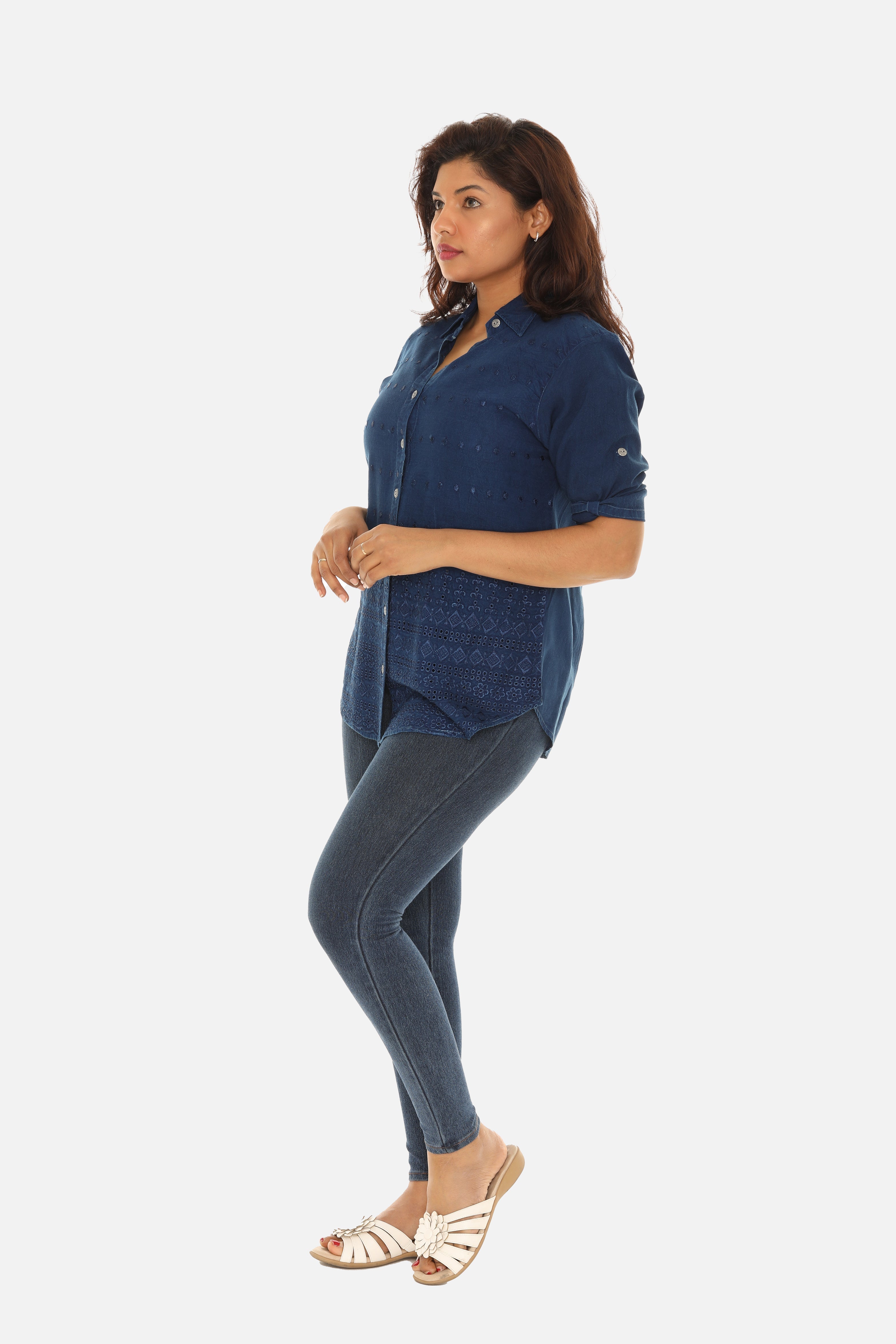 Embroidered Hem Women's Button Down Shirt - Charming Charlie