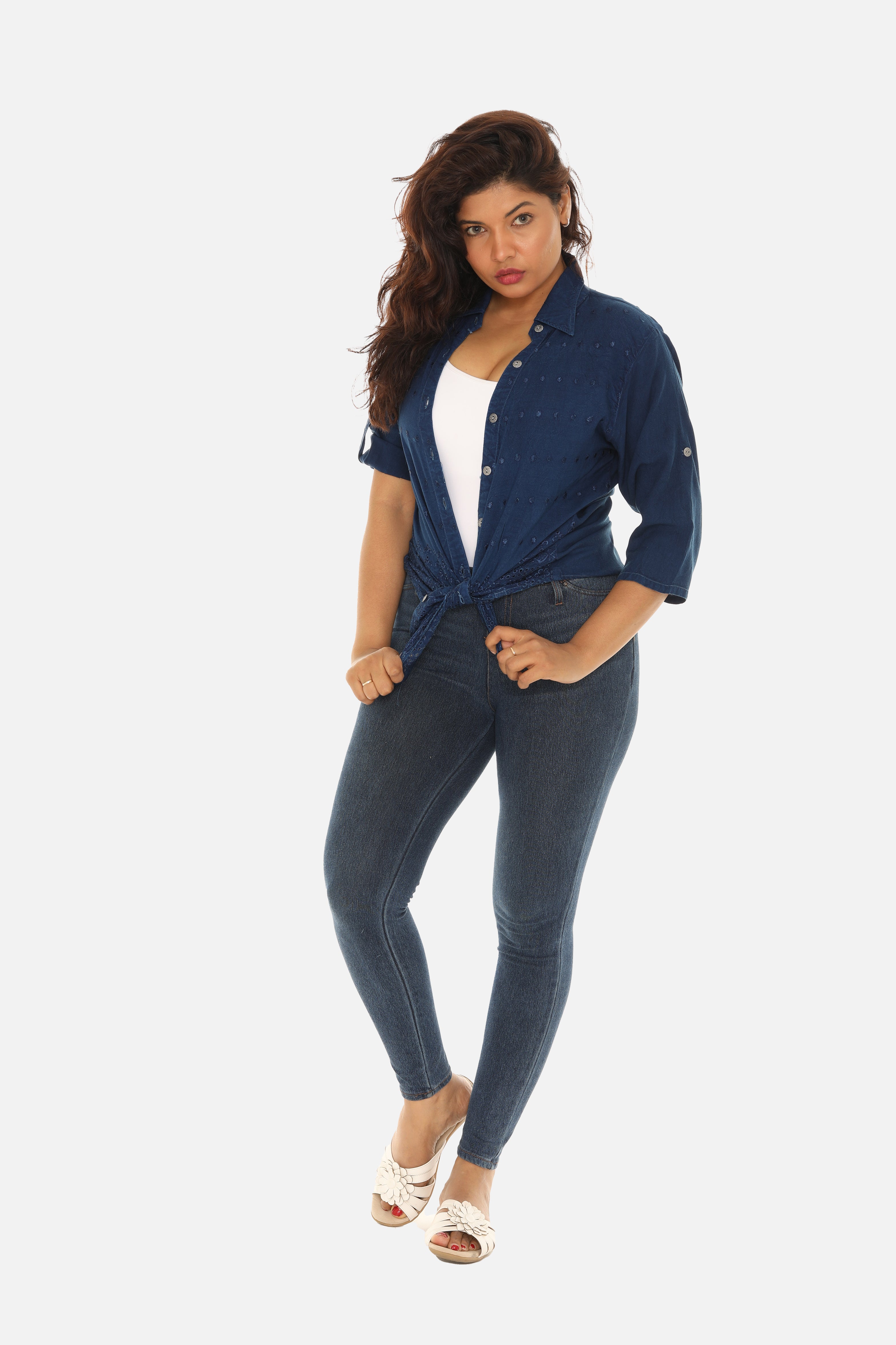 Embroidered Hem Women's Button Down Shirt - Charming Charlie