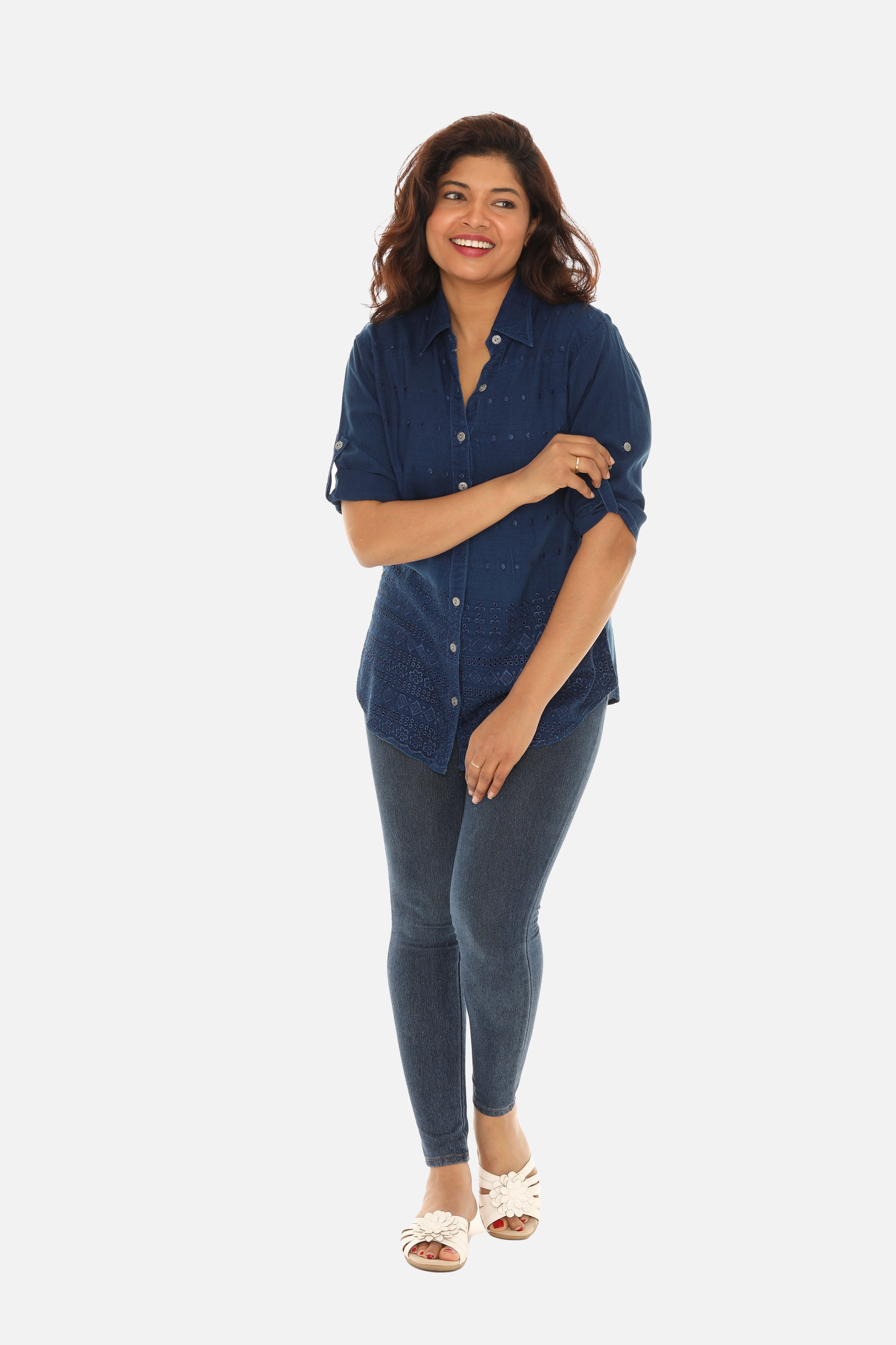 Embroidered Hem Women's Button Down Shirt - Charming Charlie