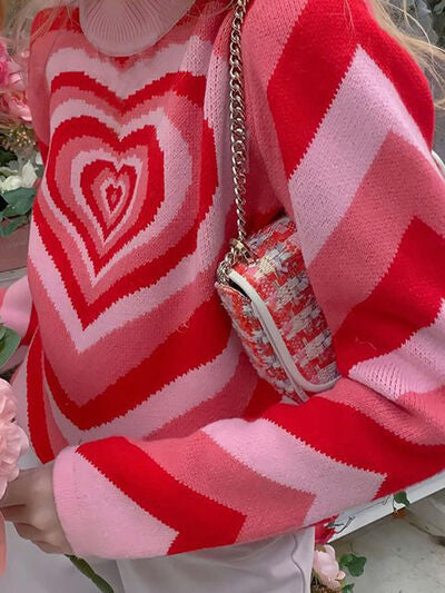 Heart Mock Neck Long Sleeve Sweater - Charming Charlie