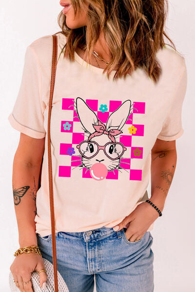 Rabbit Round Neck Short Sleeve T-Shirt - Charming Charlie
