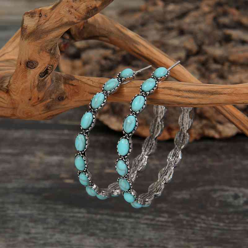 Artificial Turquoise C-Hoop Earrings - Charming Charlie
