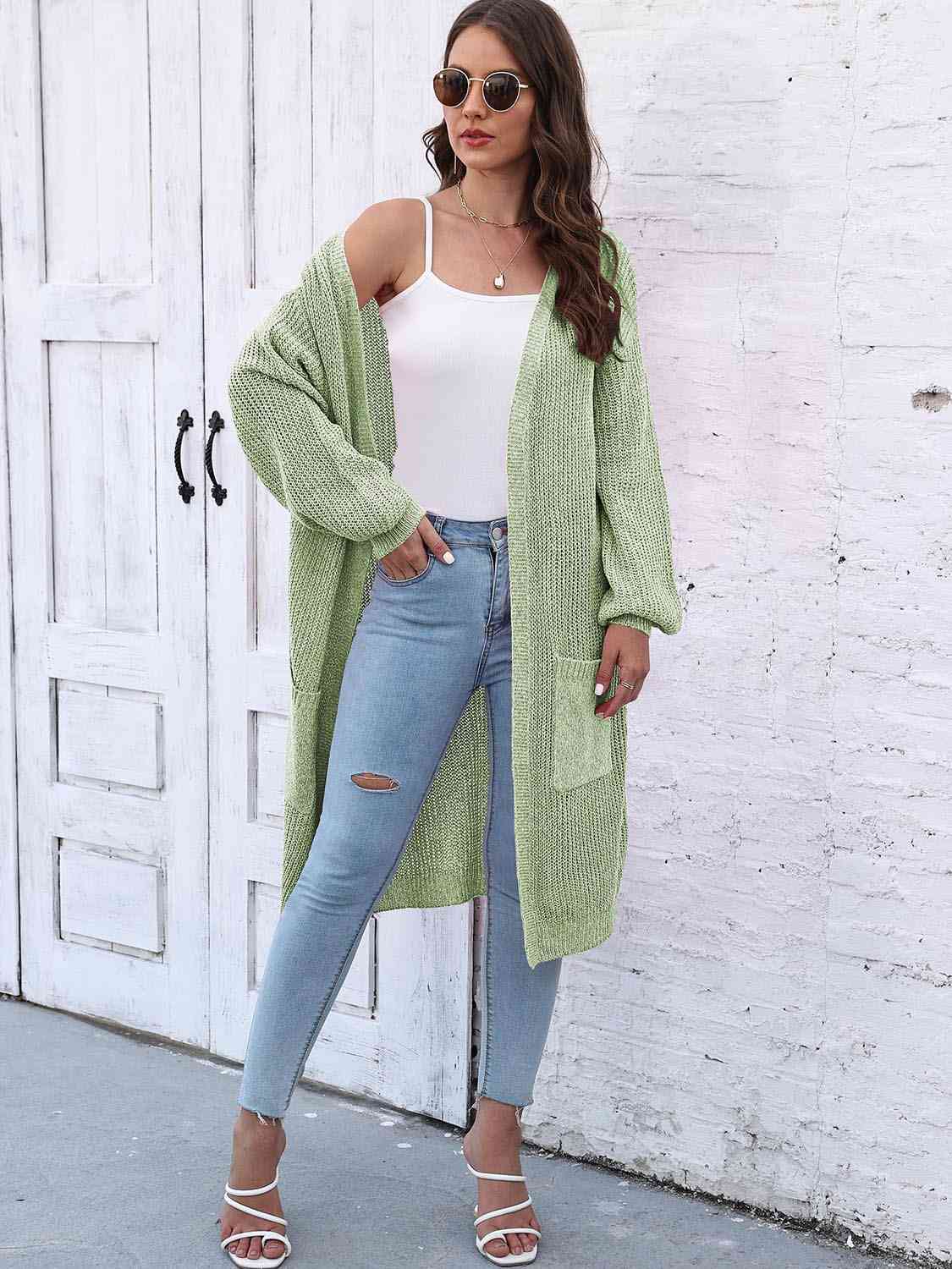 Open Front Longline Cardigan with Pockets - Charming Charlie