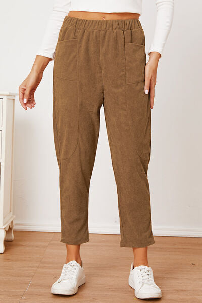 Pocketed Elastic Waist Pants - Charming Charlie