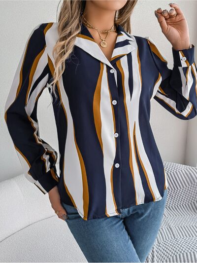 Printed Button Up Long Sleeve Shirt - Charming Charlie