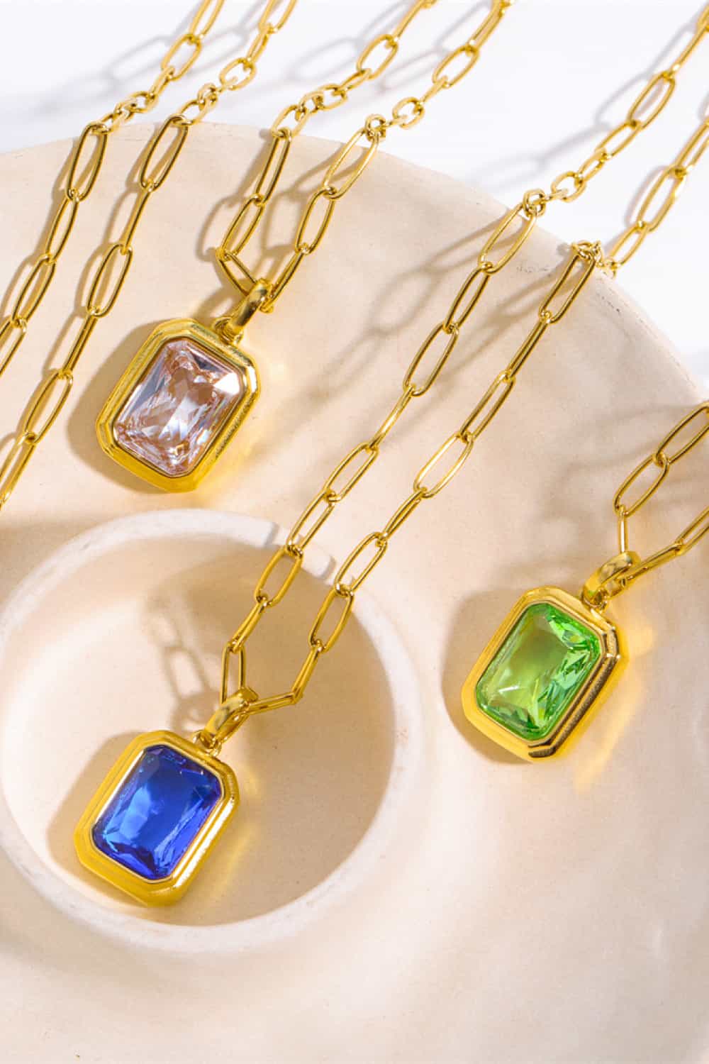 Zircon 18K Gold-Plated Geometrical Shape Pendant Necklace - Charming Charlie