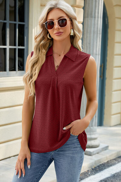 Eyelet Johnny Collar Tank - Charming Charlie