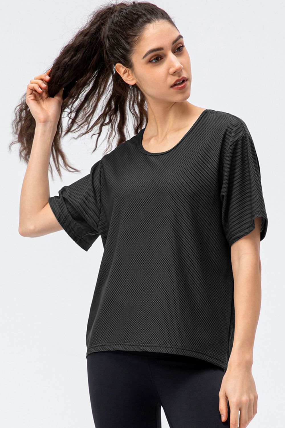 Round Neck Short Sleeve Active Tee - Charming Charlie