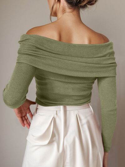 Off-Shoulder Long Sleeve Sweater - Charming Charlie