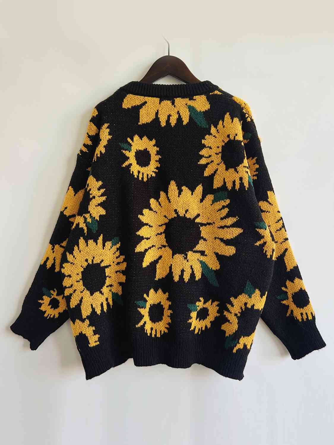 Sunflower Dropped Shoulder Long Sleeve Sweater - Charming Charlie