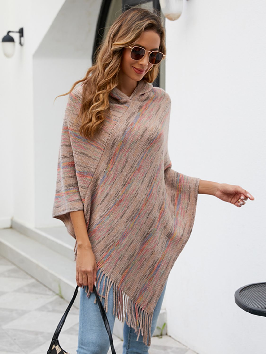 Fringe Hem Hooded Poncho - Charming Charlie