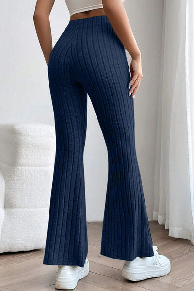 Basic Bae Full Size Ribbed High Waist Flare Pants - Charming Charlie
