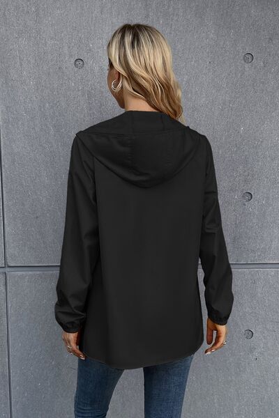 Zip Up Long Sleeve Hooded Watertight Jacket - Charming Charlie