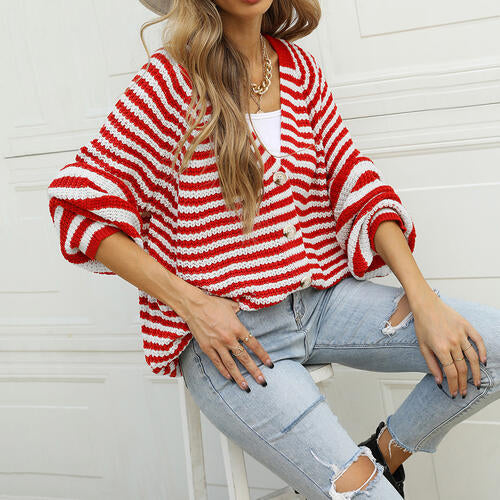 Striped Button Down Long Sleeve Cardigan - Charming Charlie