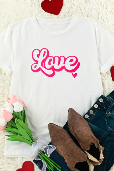 LOVE Round Neck Short Sleeve T-Shirt - Charming Charlie