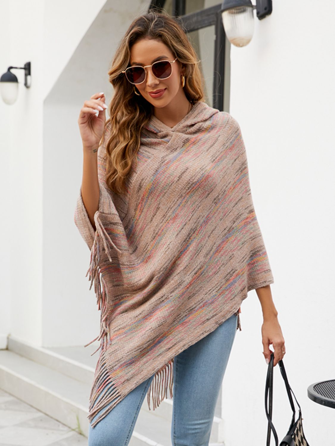 Fringe Hem Hooded Poncho - Charming Charlie