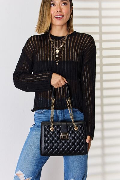 David Jones Quilted PU Leather Handbag - Charming Charlie