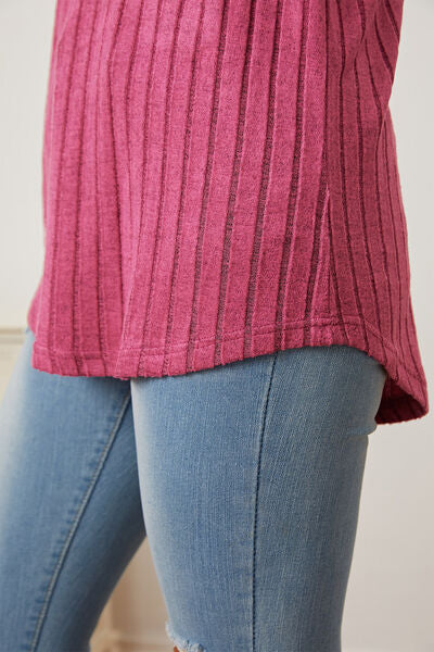Basic Bae Full Size Ribbed Thumbhole Sleeve T-Shirt - Charming Charlie