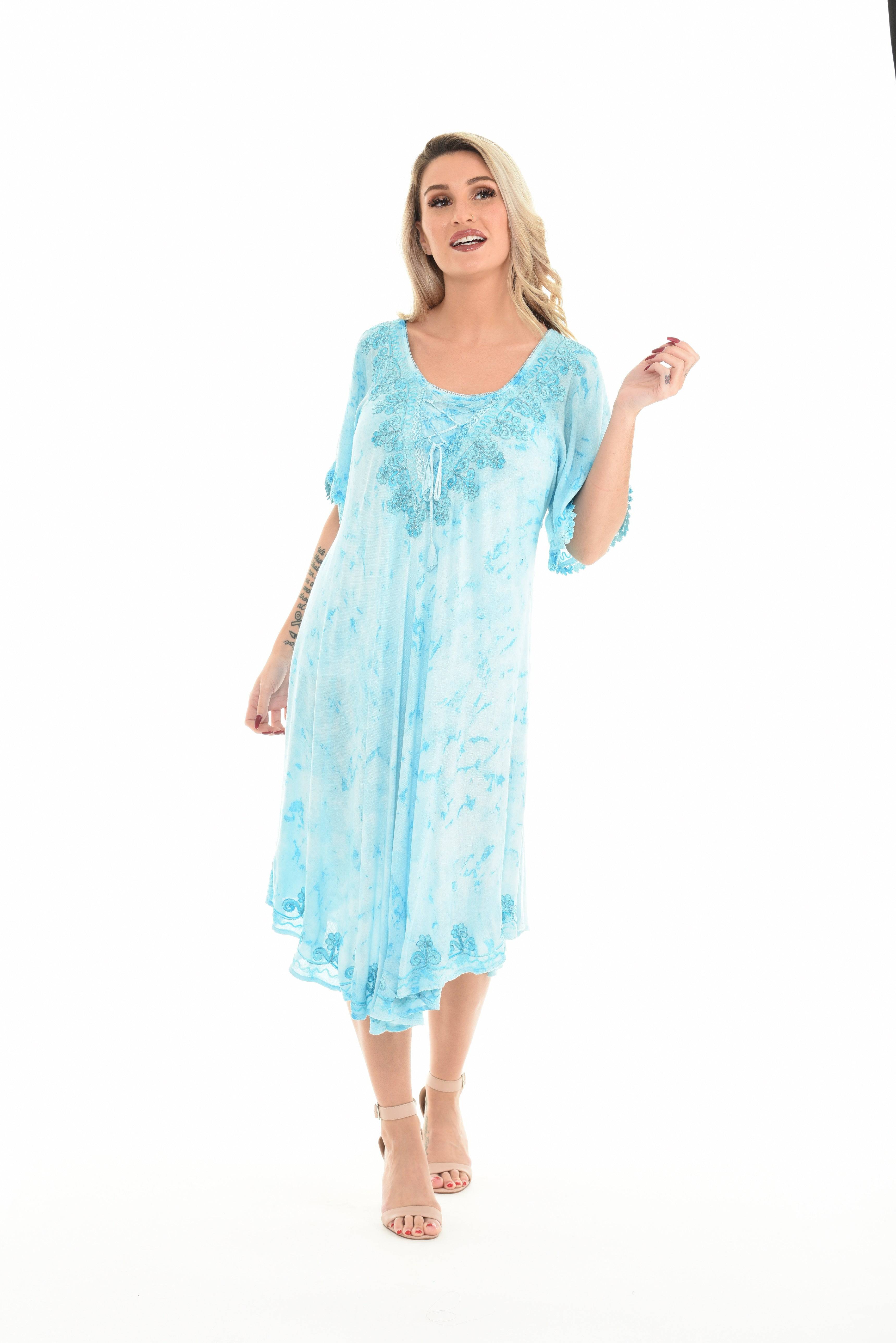 Turquoise V-Neck Shift Dress - Shoreline Wear, Inc.