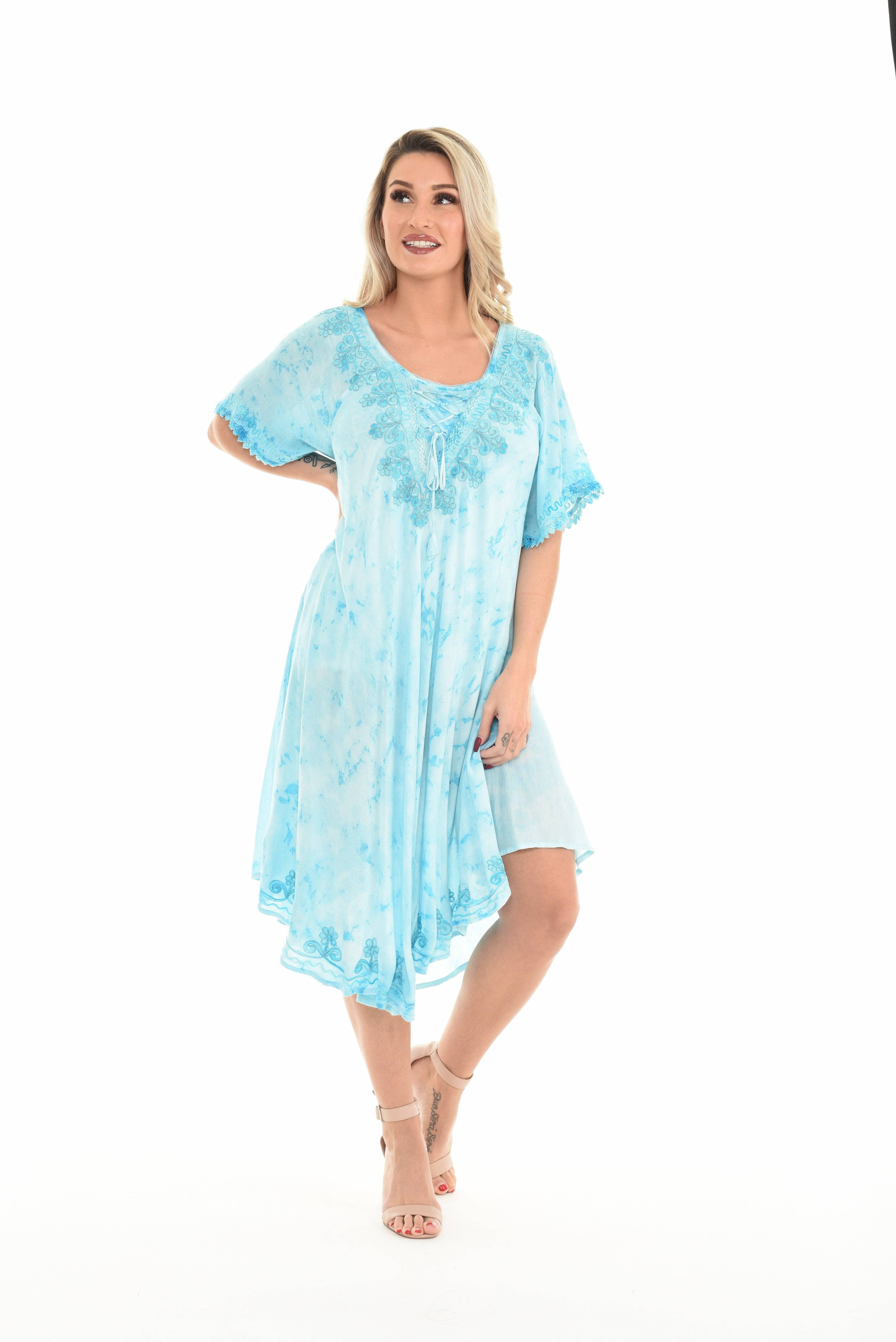 Turquoise V-Neck Shift Dress - Shoreline Wear, Inc.