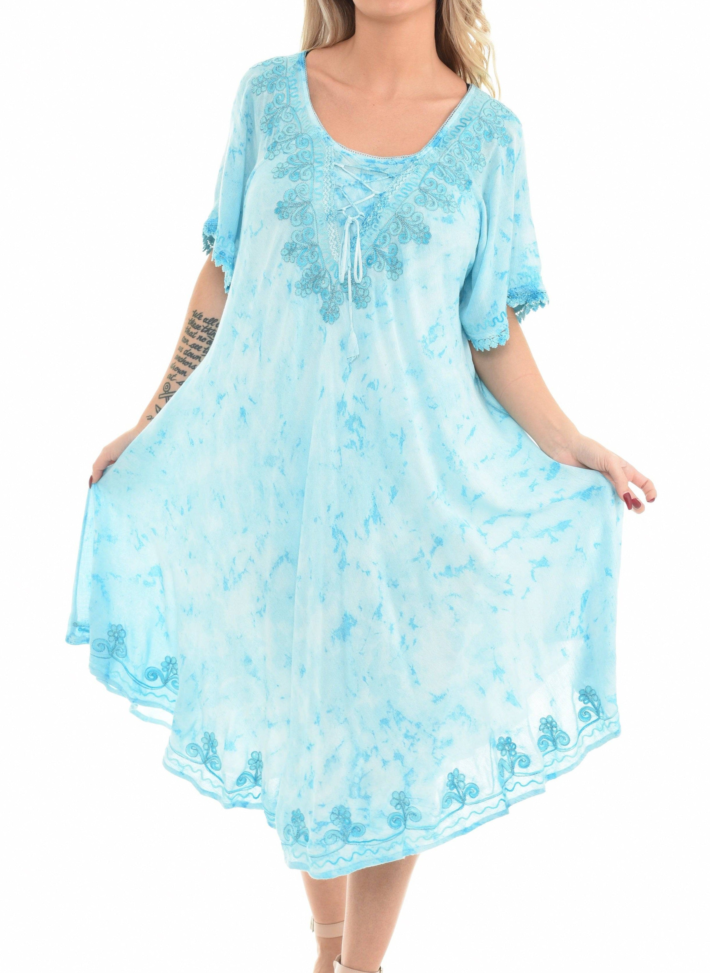 Turquoise V-Neck Shift Dress - Shoreline Wear, Inc.