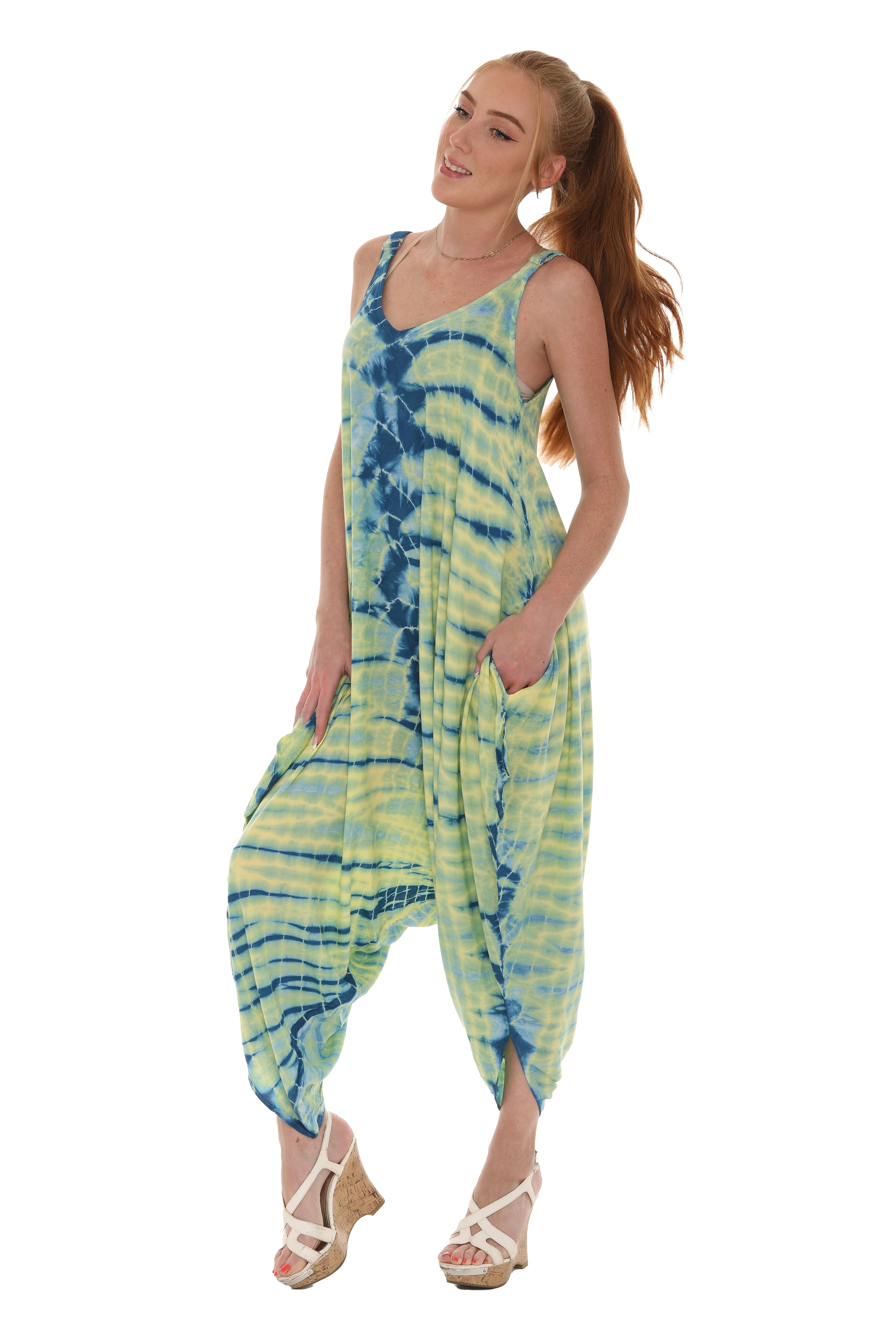 Tie Dye Sleeveless Women Harem Jumpsuit - Shoreline Wear, Inc.