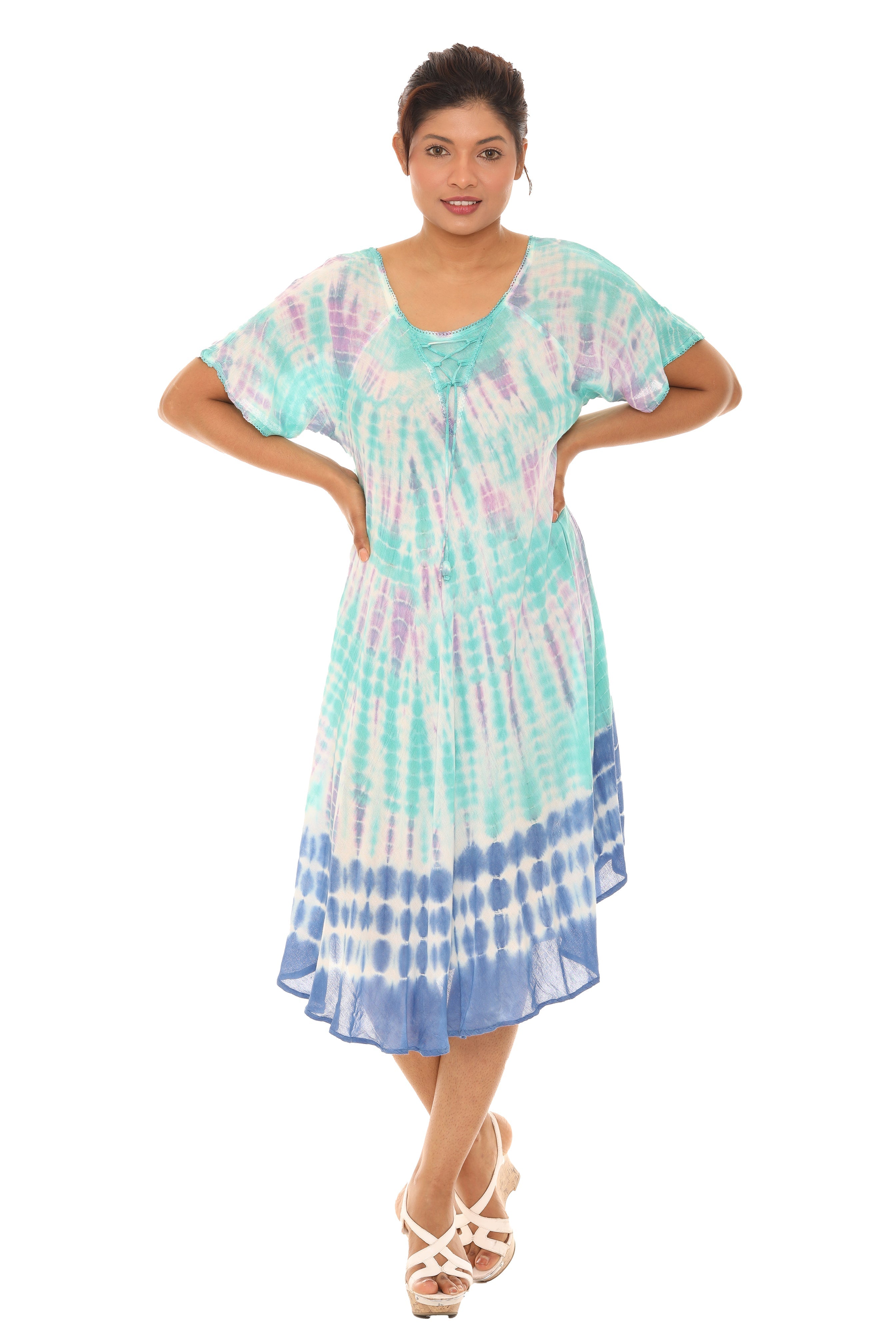 Tie Dye Short sleeves Midi Dress - Shoreline Wear, Inc.