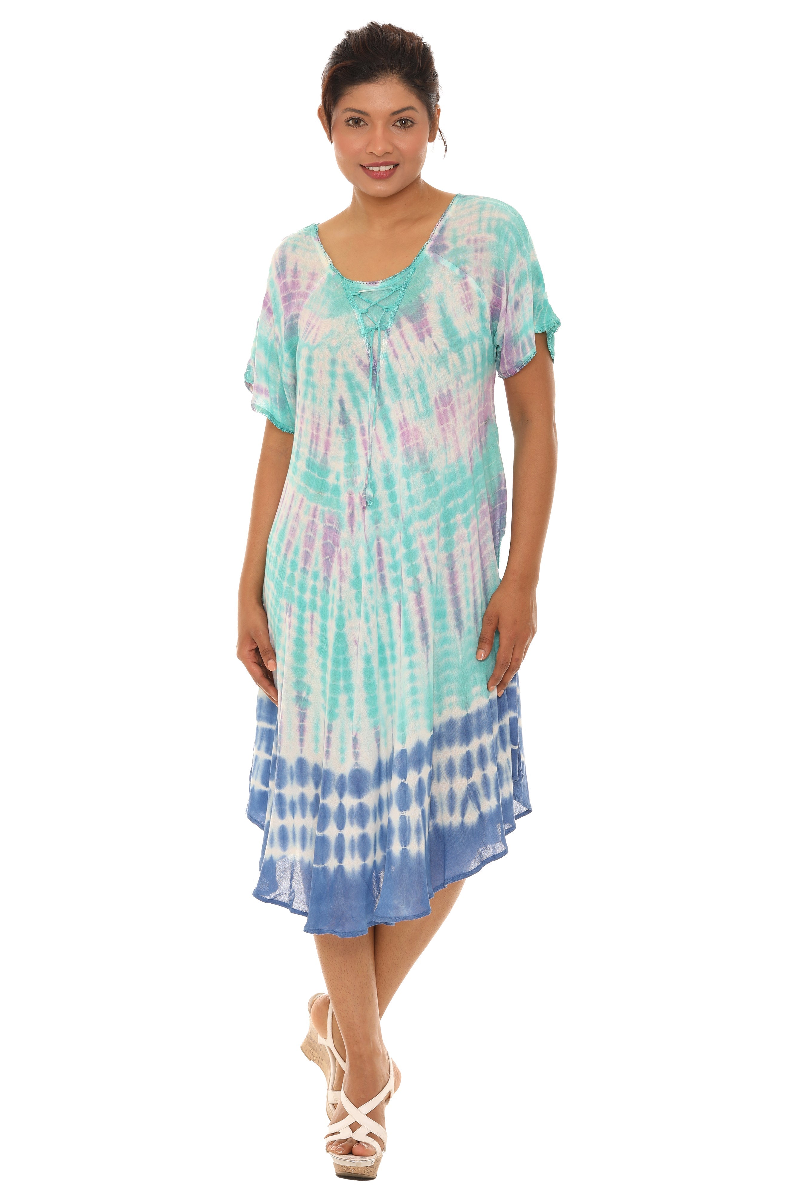Tie Dye Short sleeves Midi Dress - Shoreline Wear, Inc.