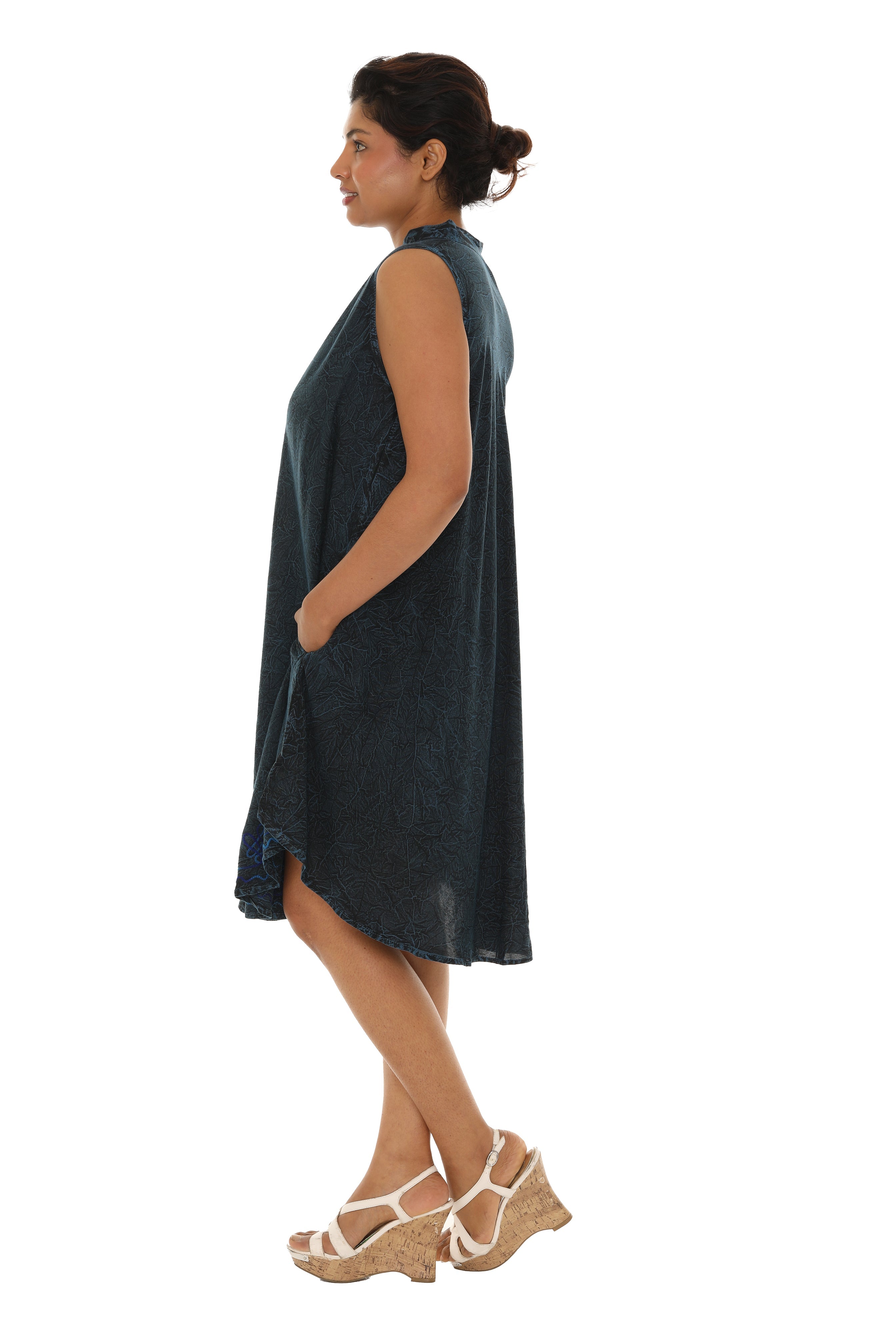 Acid Wash Button-Front Sleeveless Dress - Shoreline Wear, Inc.