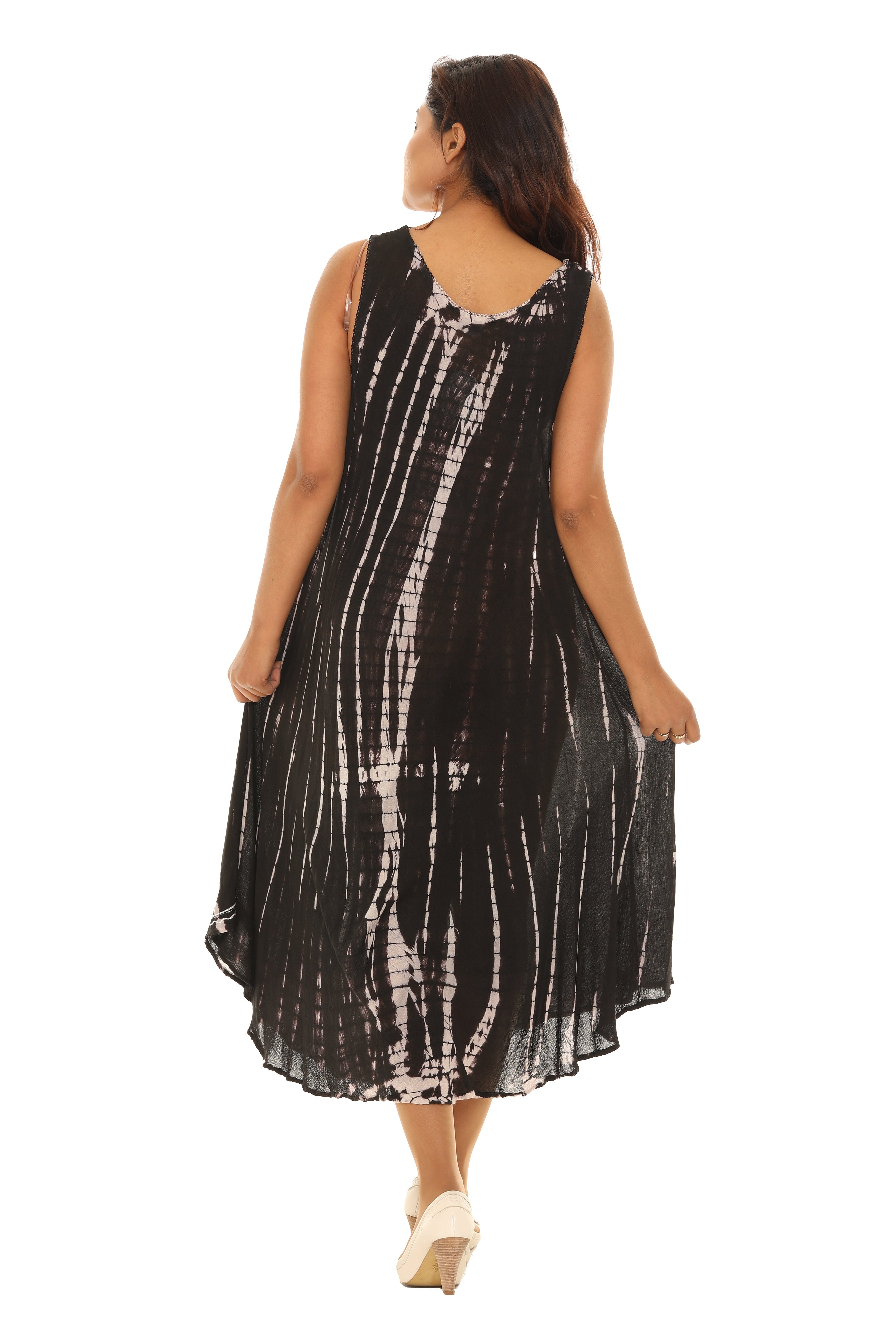 Tie-Dye With Embroidery Neckline Rayon Sundress - Shoreline Wear, Inc.