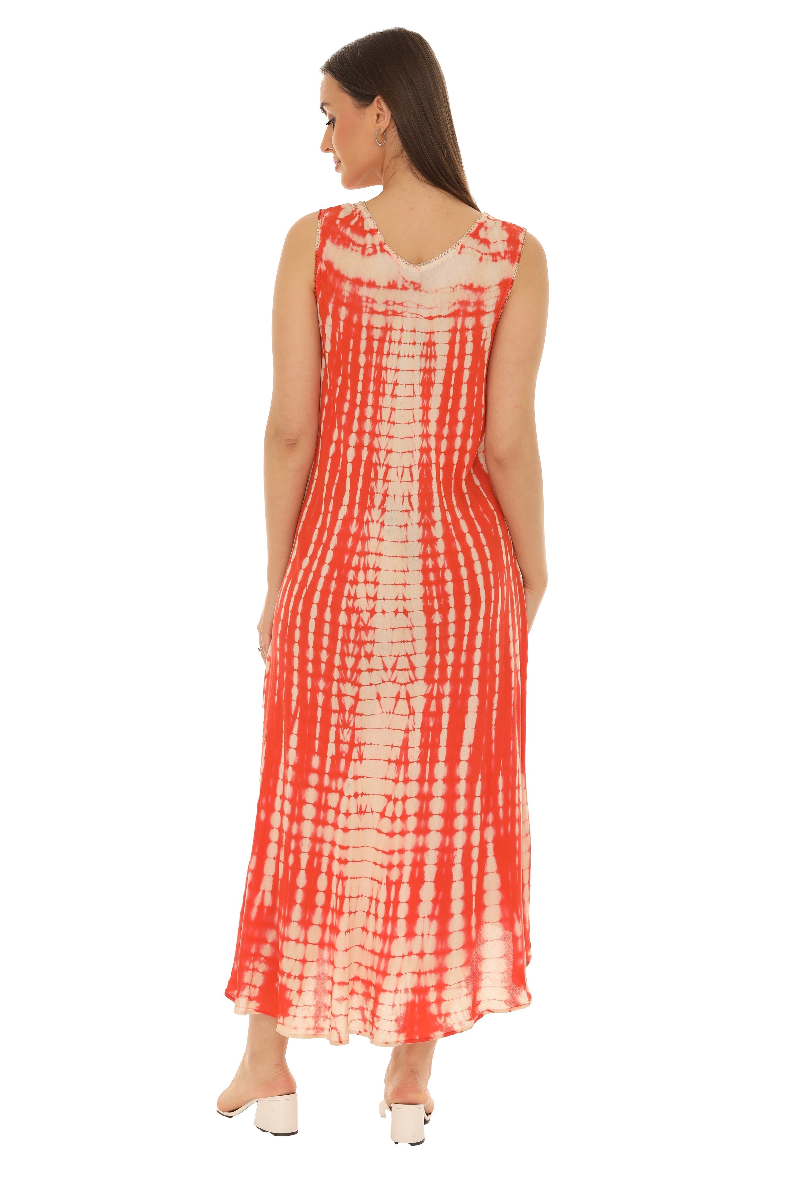 Tie-Dye With Embroidery Neckline Rayon Sundress - Shoreline Wear, Inc.